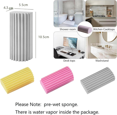 UpTuoLi 3-Pack Damp Clean Duster Sponge, Sponge Cleaning Brush, Reusable Cleaner Sponges, Duster for Cleaning Blinds