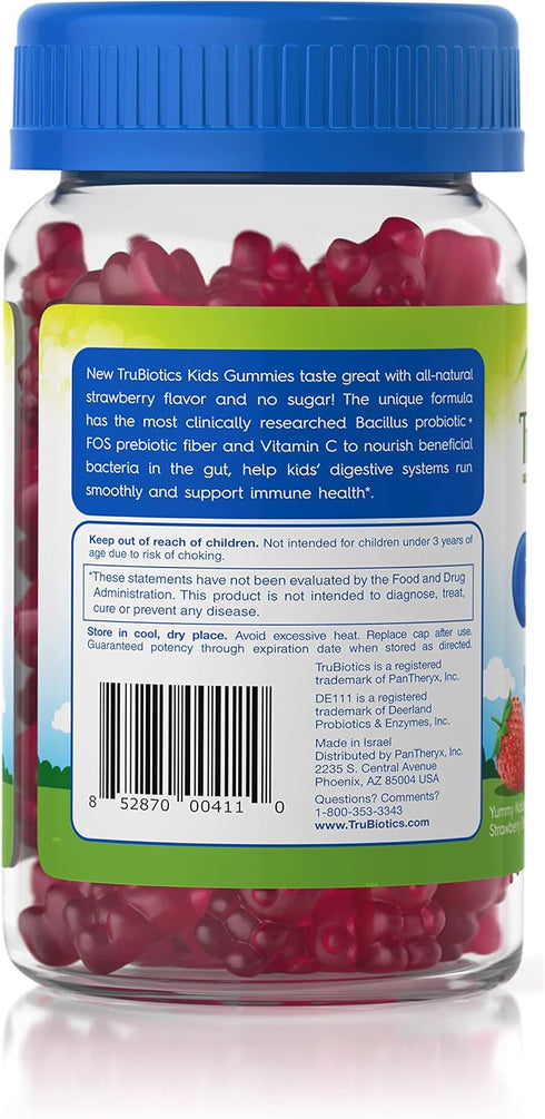 TruBiotics Probiotics for Kids, 40 Gummies, Sugar-Free, with Prebiotics & Vitamin C, Natural Strawberry Flavor