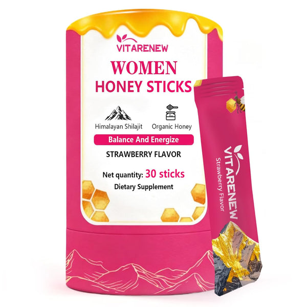 VITARENEW Shilajit Honey Sticks for Women with Shatavari & Saffron | 75%+ Fulvic