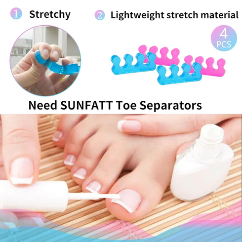 SUNFATT Toe Separators for Women, Washable Soft Gel Spacers for Nail Polish Application, Pedicure Tools