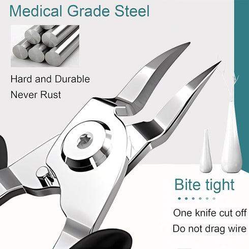 Ingrown Toenail Clippers Upgrade, Steel Nail Clippers for Professional Podiatrist, Long Handle Curved Blade Tool