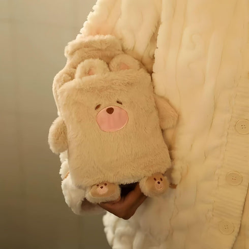 Winatehr (1 Rubber hot Water Bottle Cute Plush Bear with Soft Cover, Warm Compress Menstrual crampbest Period Pain