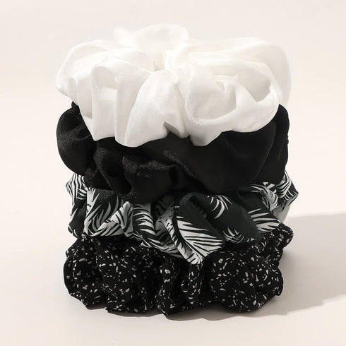 Scrunchies Hair Ties for Women - Big Silk Satin Jumbo Oversized Scrunchy Pack of 4 for Thick Hair, Decoration Hair