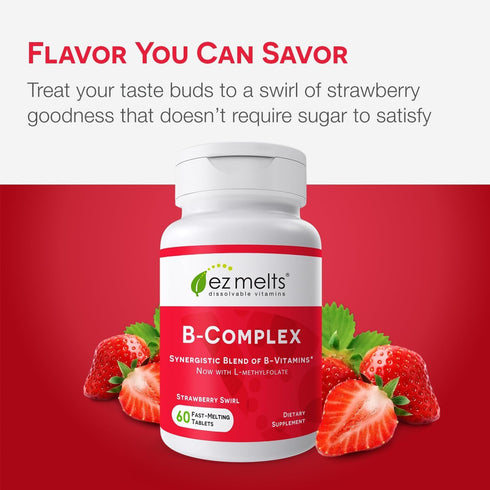 EZ Melts Dissolvable Vitamin B-Complex, Sugar-Free, 2-Month Supply, with Methyl B12 and Methyl Folate