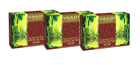 Vaadi Herbals All Natural Tea Tree Oil Bath Bar Soap - Pack of 3 (2.65 Ounces Each, 8 Ounces Total)