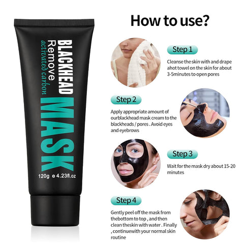 Peel Off Face Mask, Activated Charcoal Blackhead Remover Mask, Purifying Facial Mask with Brush