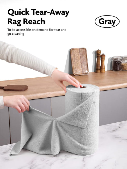 Microfiber Cleaning Cloth Roll - 75 Pack, 12" x 12", Reusable Washable Rags (Grey), Tear Away Towels