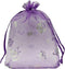 Ankirol 100pcs Sheer Organza Favor Bags - Purple Butterfly Print Drawstring Pouches for Wedding Gift Bags, Samples