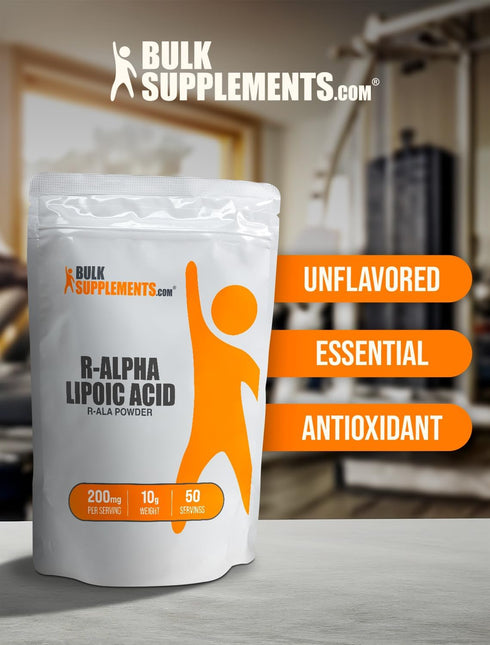 BulkSupplements.com R-Alpha Lipoic Acid Powder - 200mg R-ALA Supplement, Gluten Free, 10g (0.35 oz)
