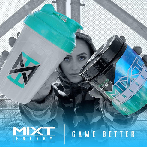 MIXT Energy Shaker Bottle, 16 oz, BPA Free, Lid Mixing Technology, Teal