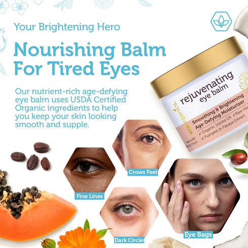 USDA Organic Eye Moisturizer Cream, Rejuvenating Age Defying Balm with Jojoba Oil and Argan Oil for Sensitive Skin
