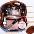Large Capacity Travel Cosmetic Bag, Waterproof Plaid Checkered Makeup Bag with Handle and Divider for Women