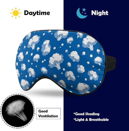Sleeping Mask for Men & Women,Broccoli Clouds Blue Block-Out Eye Mask for Sleep with Adjustable Strap, Night Eye Cover