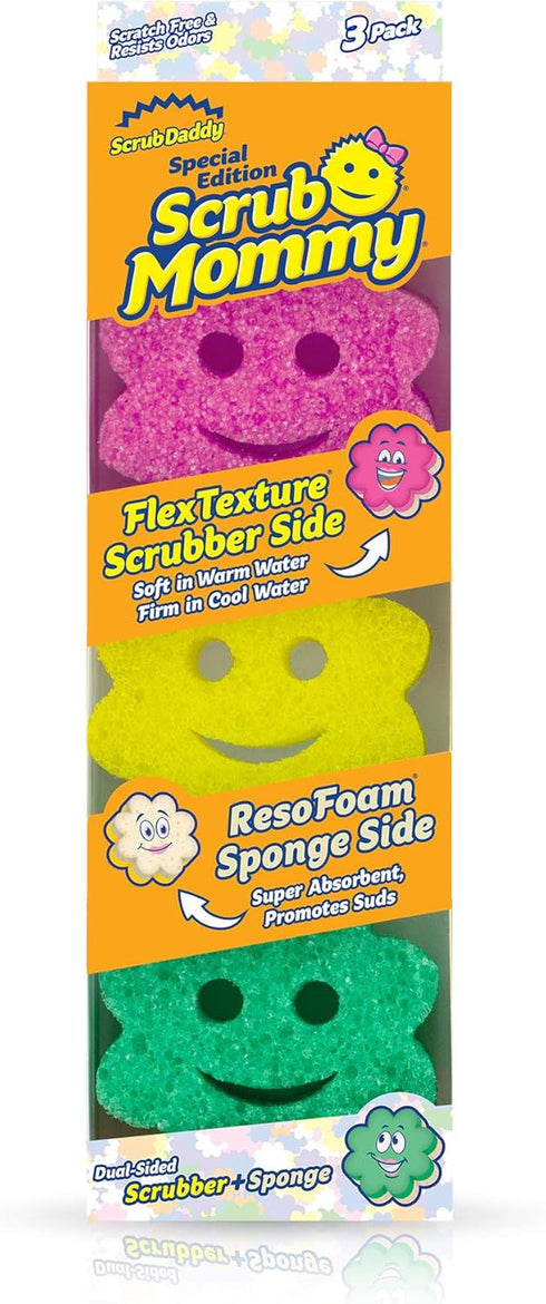 Scrub Daddy Sponge Set - Scrub Mommy Power Flower Dual-Sided Non Scratch Sponge for Dishes, 3 ct