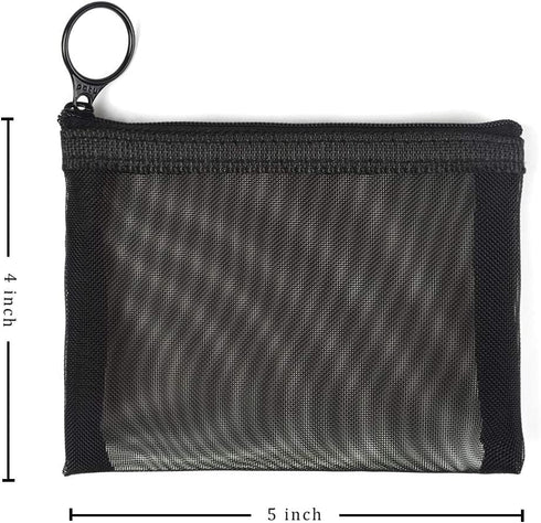 Patu Mini Zipper Mesh Bags, Size S / A7, 4" x 5", 5 Pieces, Small Travel Kit Storage Pouch for Beauty Makeup Lipstick