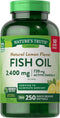 Nature's Truth Burpless Fish Oil 2400mg - 250 Softgels with 720 mg Omega 3, Natural Lemon Flavor, Non-GMO