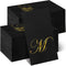MotiMind 100 Pcs 3ply Black and Gold Napkins Monogram Black and Gold Disposable