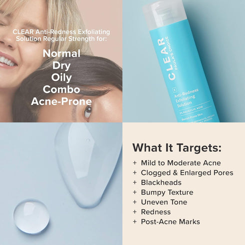 Paula's Choice CLEAR Anti-Redness Exfoliating Solution, 2% Salicylic Acid Exfoliant, 4 Fl. Oz, Fragrance-Free for Acne