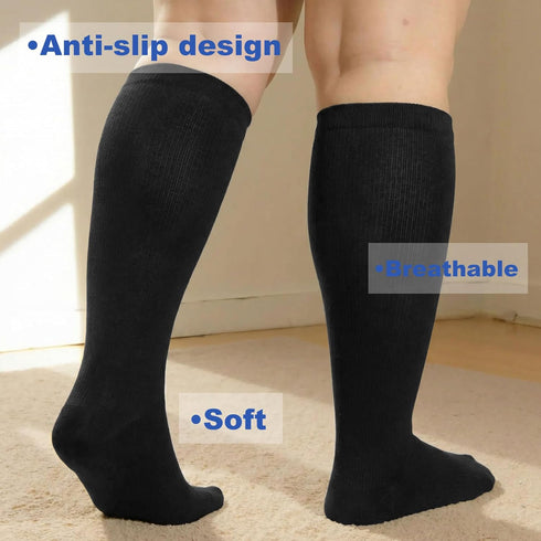 L/XL-5XL (15-20mmhg) Plus Size Compression Socks for Women Men Wide Calf Knee High Socks Support Compression Stockings