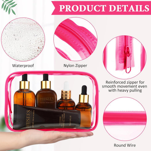 Weewooday 12 Pieces Clear Cosmetics Bag, Waterproof PVC Zippered Toiletry Carry Pouch for Vacation Bathroom