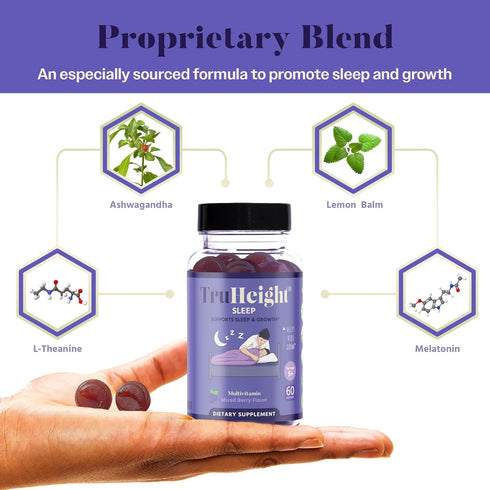 TruHeight Sleep Gummies - Natural Sleep Aid for Kids & Teens, Pediatric Recommended, Melatonin Gummy