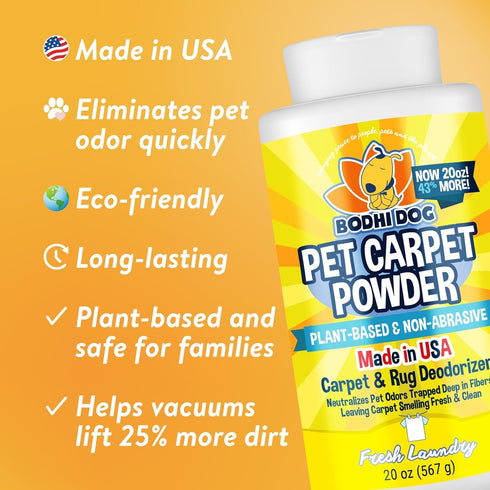 Bodhi Dog Natural Dog Odor Carpet Powder - Plant Based and Biodegradable Smell Eliminator (Pack of 3)
