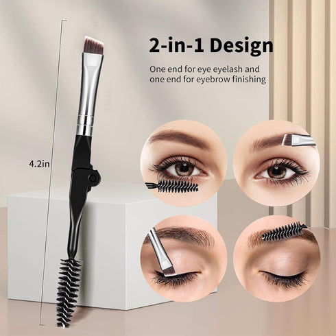 MSQ Eyebrow Brush and Comb, Folding Eyelash Brush, Eye Brow Comb & Spoolie Brush, Professional Makeup Tools Set