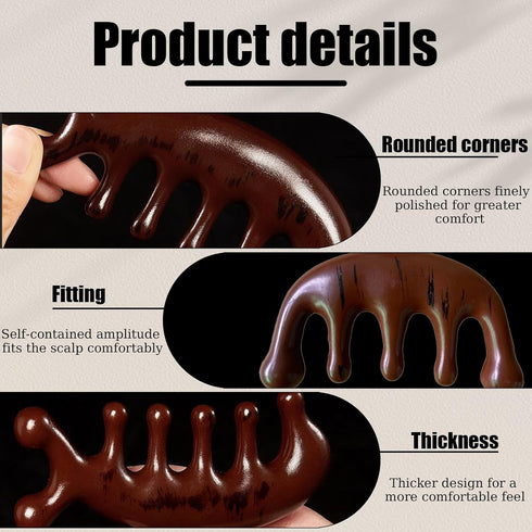 Huakaile 2 Pcs Wooden Scalp Massage comb, Natural Gua Sha Hair Comb Brush, Wide Tooth Wood Scalp Massager Comb for Hair