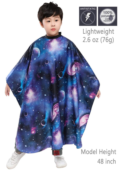 PERFEHAIR Kids Haircut Barber Cape Cover - Hair Cutting, Styling, and Shampoo with Space Starry Sky Printing