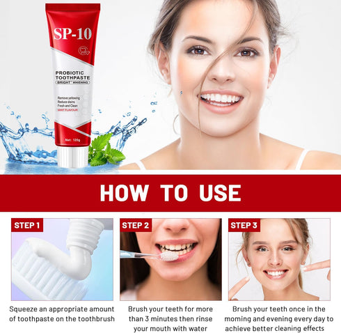 Hannahcos SP-10 SP-10 4.23oz Probiotic Toothpaste, Probiotic Toothpaste Whitening, Fresh Breath, Deep Cleaning Care