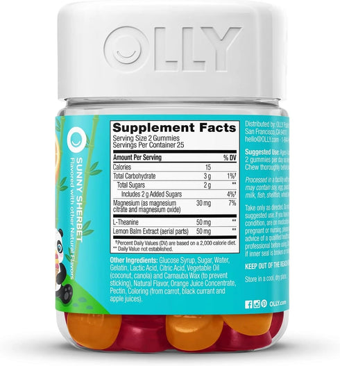 Gummy, 25 50 Count (Packaging OLLY Kids Chillax For a Calm and Relaxed Mood*, Magnesium, L-Theanine, Lemon Balm