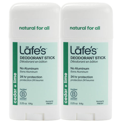 Lafe's Natural Deodorant, 2.25oz Aluminum Free Stick for Women & Men, Paraben Free, 24-Hour Protection, Cedar & Lime