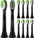 Compatible Philips Sonicare W DiamondClean Replacement Toothbrush Heads HX6062 HX6063 HX6064, Whitening, 10 Pack, Black