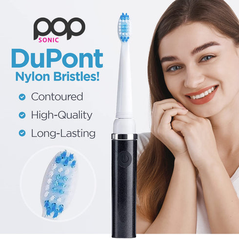 Pop Sonic Electric Toothbrush, Black Travel Toothbrush with AAA Battery, Kids Electric Toothbrush with 2 Speed