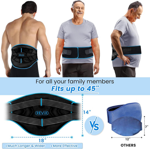 REVIX Large Ice Pack for Back Pain Relief - Reusable Large Back Ice Pack for Injuries, Lower Lumbar Surgery, Cold