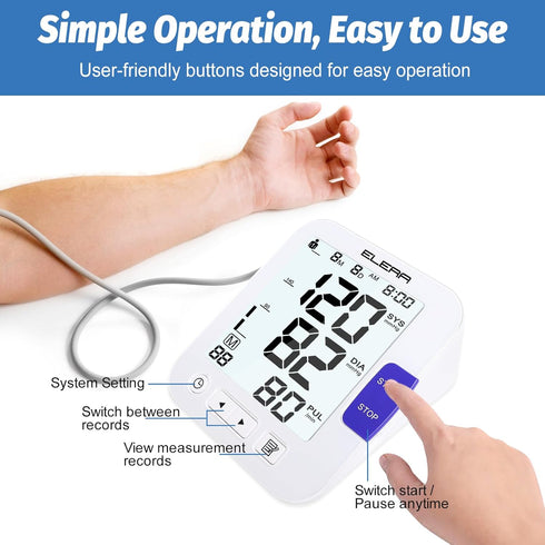 Large Screen Blood Pressure Monitor, ELERA Extra Large Cuff 13-21" BP Machine for Home Use