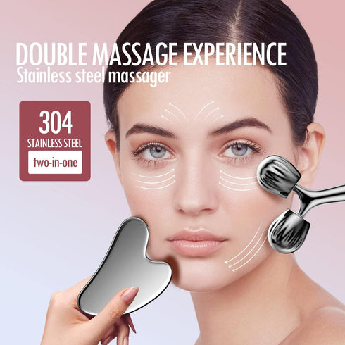 Set, DANGSHAN Gua Sha Facial Tools & Face Roller Face Massager, Lymphatic Drainage Massager, Face Sculpting Tool, Ice