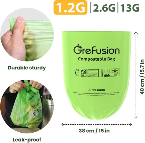 Compostable Trash Bags for Kitchen Compost Bin, 1.2 Gallon, 150 Count Small Bags for Food Scrap Waste