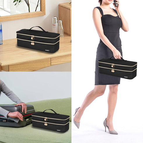 Travel Carrying Case Compatible with Revlon One-Step Hair Dryer Brush - Double-Layer Storage Organizer Bag (Black)
