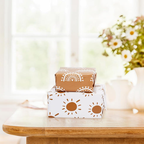 Whaline 12Pcs Modern Boho Wrapping Paper, 19.7 x 27.6 Inch Daisy Flower Rainbow Gift Wrap for DIY Crafts