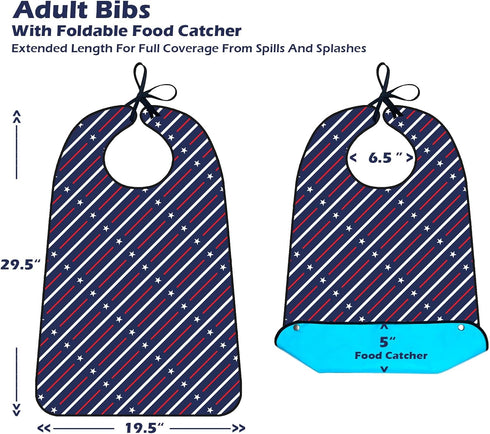 Rian Rain Adult Bibs for Women & Men, Washable Bibs for Seniors Eating