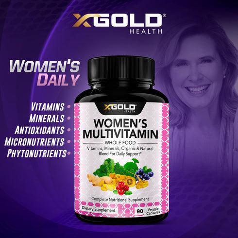 Vegan Women's Daily Multivitamin 50 Plus with Organic Ingredients, Energy Support, 90 Capsules
