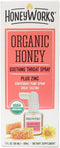 HoneyWorks Adult Throat Spray for Sore Throat Relief, 1 Oz, Non-GMO Organic Dark Honey + Zinc, Fast-Acting Relief