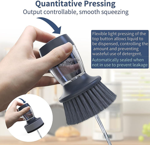 Dish Brush with Soap Dispenser, Nylon Bristles and Scrub Sponge, Kitchen Brush Pack of 2