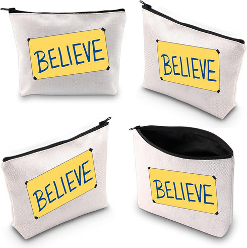 TOBGBE Believe Makeup Bag, Funny Gift for Women, TV Show Merchandise, Soccer Football Lover Travel Case