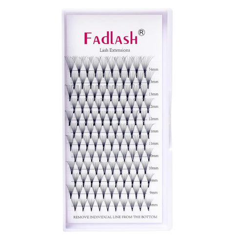 Volume Lash Extensions Mixed Tray, 0.07 C Curl, 10D Premade Fans Eyelash Extensions, 8-14mm, Pointed Base Middle Stem