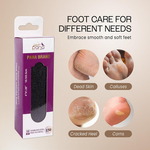 PANA 50 Pieces Small Black Pedi File Refill, Easy Strip Peel Pedicure Refill Pads for Stainless Steel Foot File