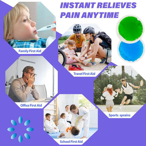 Reusable Instant Ice Packs for Injuries, Small Cold Pack for Face, Fever Relief for Kids, Warm Compress for Headache