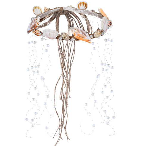 Mermaid Shell Crown Headpiece, Handmade Starfish Hairband with Pearls for Bride and Bridesmaid Beach Wedding
