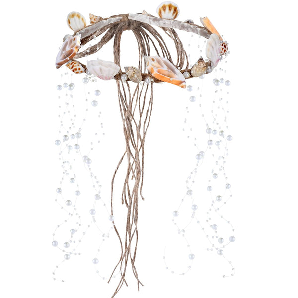 Mermaid Shell Crown Headpiece, Handmade Starfish Hairband with Pearls for Bride and Bridesmaid Beach Wedding